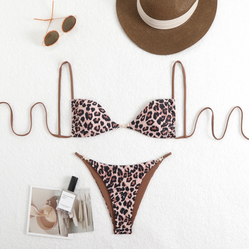 Sexy Leopard Print Halter Bikini áo tắm cho phụnữ, toát lên cảm giác sang trọng. Thích hợp cho bãi biển và suốinướcnóng. Sang-Mục đồ bơi biên giới QT25055 Giá:$79,99
