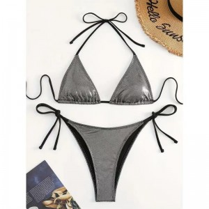 Mới 2025 Châu Âu và Mỹ-Phong cách rắn-màu sắc sexy hai-Tàng đồ bơi cho phụnữ. Ba-Bikini Bãi biển có màu kim loại 8865 Giá:$79,99