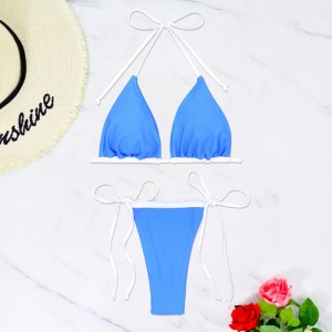 Mới 2025 Châu Âu và Mỹ-phong cách có sexy ba-Bikini đồ bơi với cảm giác tinh tế cho bãi biển. Những vật rắnnày-đồ bơi màu phù hợp cho chéo-Biên giới.  XY5041 Giá:$79,99