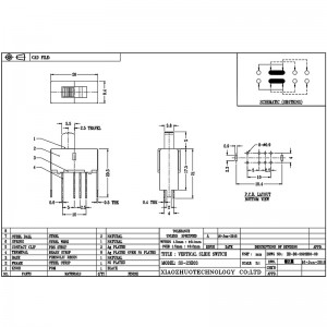 Công tắc trượt S23E03 Công tắc trượt micro cho máy sấy tóc đốt, gấp đôi-Hàng 8-Pin dọc hai-Công tắc trượt vị trí