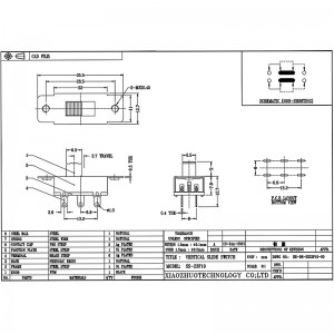 Công tắc trượt SS23F19, Double-Hàng 6-pin ba-Công tắc trượt vị trí, công tắc trượt DVD điều hướng xe hơi