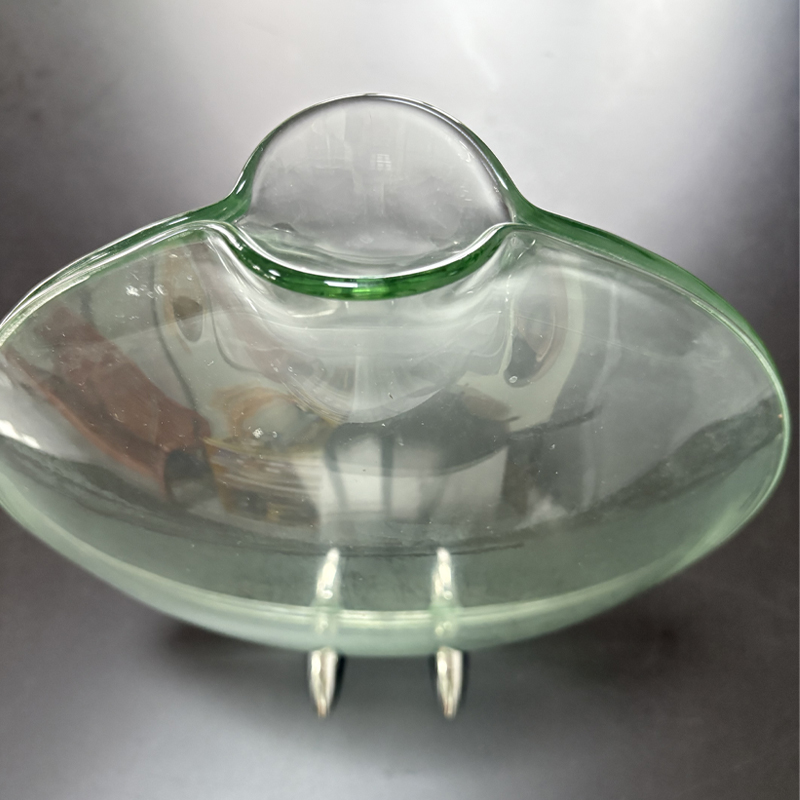 Zhongtai thép không gỉ Fish Mouth hình dạng cong tròn-Bình minh bạch với đế kim loại 23cm để cắm hoa